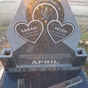 APRIL Peter 1934-2019 & Sarah 1939-2010