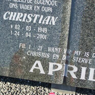 APRIL Christian 1949-2001