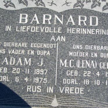 BARNARD Adam J. 1897-1975 &amp; M.C. NEL 1914-1988