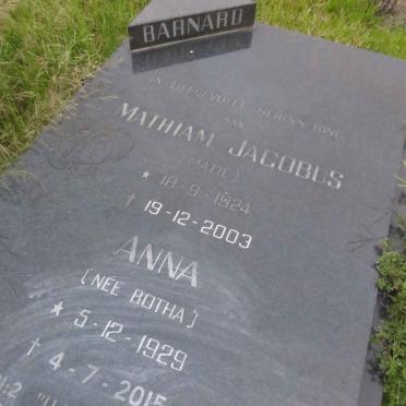 BARNARD Mathiam Jacobus 1924-2003 &amp; Anna BOTHA 1929-2015