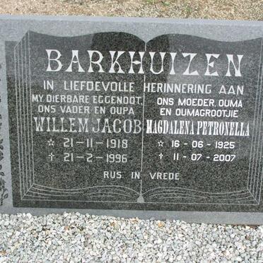 BARKHUIZEN Willem Jacob 1918-1996 &amp; Magdalena Petronella 1925-2007