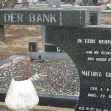 BANK Matthys Cornelius, van der 1901-1971 &amp; Cornelia Arnoldina 1901-1973