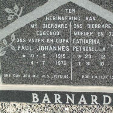 BARNARD Paul Johannes 1915-1979 &amp; Catharina Petronella 1915-1999
