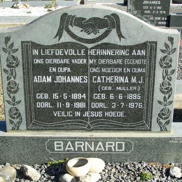 BARNARD Adam Johannes 1894-1981 &amp; Catherina M.J. MULLER 1895-1976