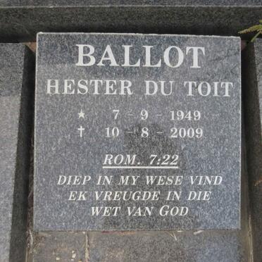 BALLOT Edelbert Hasselaar 1920-1974 & Beatrice Elizabeth BOTHA 1923- :: BALLOT Hester nee DU TOIT 1949-2009 _2