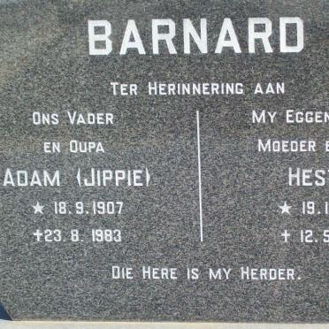 BARNARD Adam 1907-1983 &amp; Hester 1912-1978