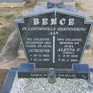 BENCE Jurgens 1924-1997 &amp; Aletta F. 1928-2000