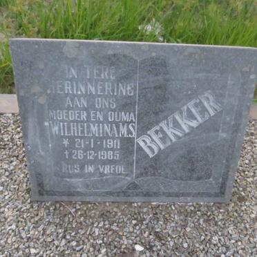 BEKKER Wilhelmina M.S. 1911-1985