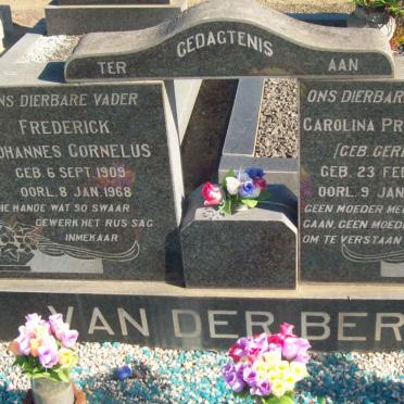 BERG Frederick Johannes Cornelius, van der 1909-1968 &amp; Carolina Presilla GERBER 1910-1968
