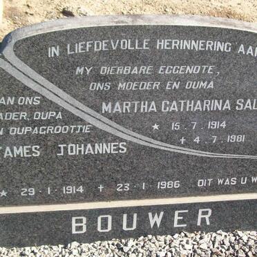 BOUWER James Johannes 1914-1986 &amp; Martha Catharina Salomina 1914-1981