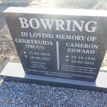BOWRING Cameron Edward 1936-2021 &amp; Geertruida 1939-2021