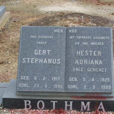 BOTHMA Gert Stephanus  1917-1990 &amp; Hester Adriana GERICKE 1925-1989