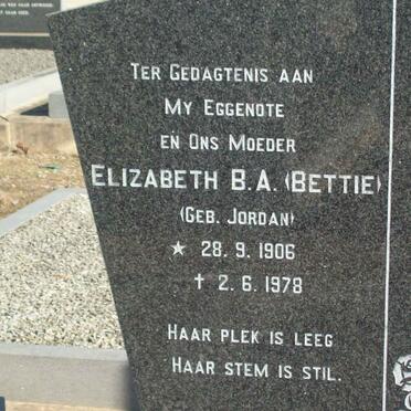 BOSHOFF Elizabeth B.A. nee JORDAAN 1906-1978