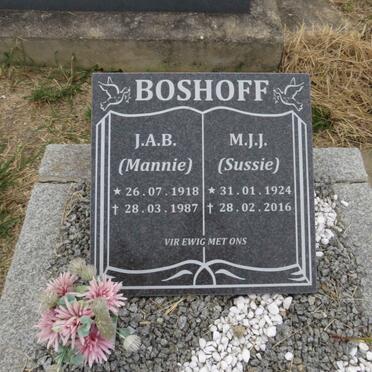 BOSHOFF J.A.B. 1918-1987 &amp; M.J.J. 1924-2016