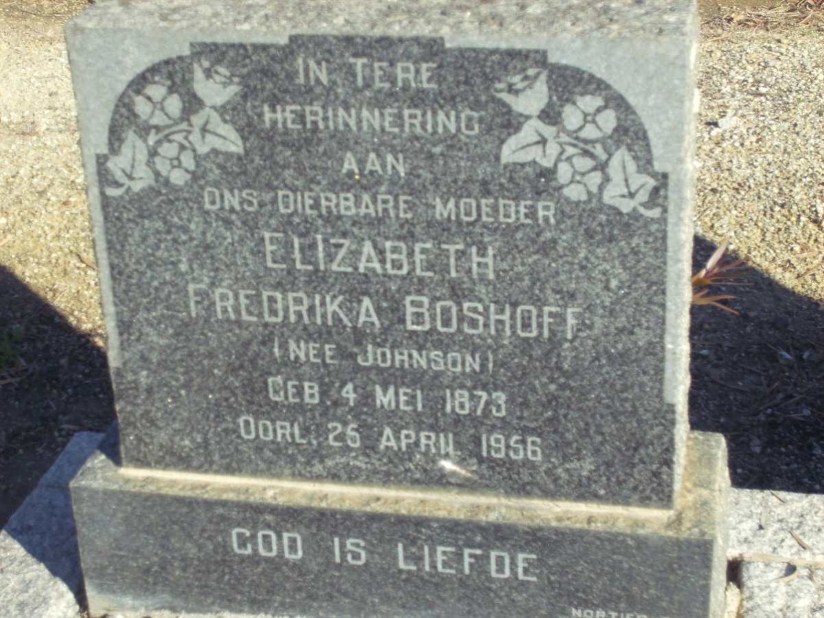 BOSHOFF Elizabeth Fredrika nee JOHNSON 1873-1956