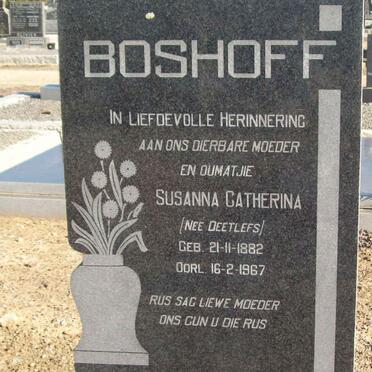 BOSHOFF Susanna Catharina nee DEETLEFS 1882-1967