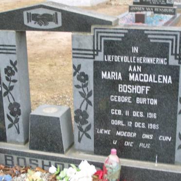 BOSHOFF Cornelius Theodorus 1912-1969 &amp; Maria Magdalena BURTON 1916-1985