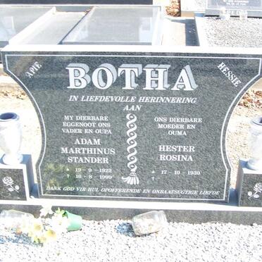 BOTHA Adam Marthinus Stander 1922-1999 &amp; Hester Rosina 1930-