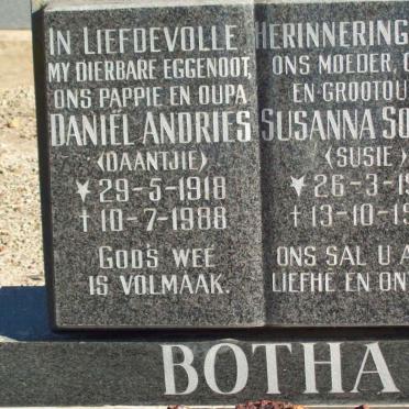 BOTHA Daniel Andries 1918-1988 &amp; Susanna Sophia 1915-1997