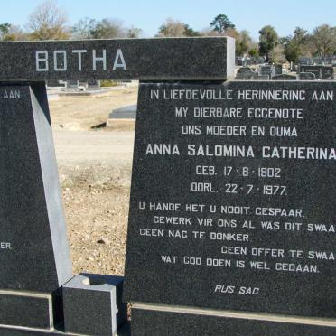 BOTHA Hendrik S. 1922-1978 &amp; Anna Salomina Catherina 1902-1977