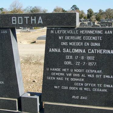 BOTHA Hendrik S. 1922-1978 &amp; Anna Salomina Catherina 1902-1977
