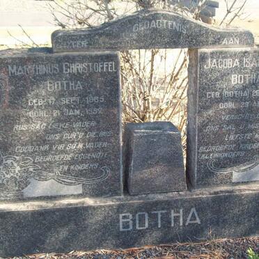 BOTHA Marthinus Christoffel 1885-1957 &amp; Jacoba Isabella BOTHA 1890-19?1