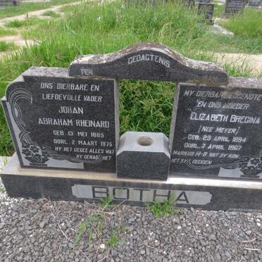 BOTHA Johan Abraham Rheinard 1885-1975 &amp; Elizabeth Bregina MEYER 1894-1967
