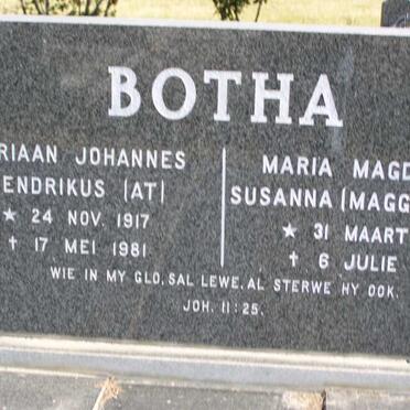 BOTHA Adriaan Johannes Hendrikus 1917-1981 &amp; Maria Magdalena Susanna 1919-2001