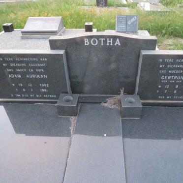 BOTHA Adam Adriaan 1902-1981 & Gertruida E. VAN DER MESCHT 1907-1979