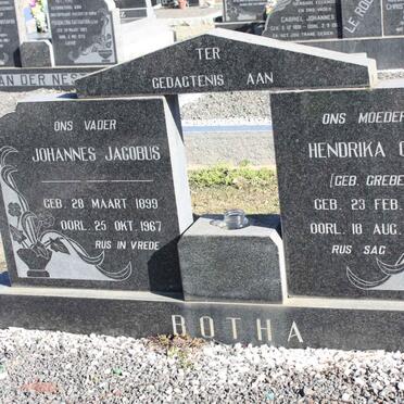BOTHA Johannes Jacobus 1899-1967 &amp; Hendrika C.M. GREBE 1898-1976