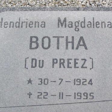BOTHA Hendriena Magdalena nee DU PREEZ 1924-1995