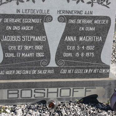 BOSHOFF Jacobus Stephanus 1902-1966 &amp; Anna Magritha 1902-1975