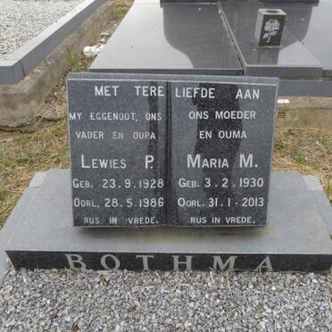 BOTHMA Lewies P. 1928-1986 &amp; Maria M. 1930-2013
