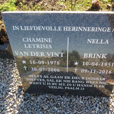 BRINK Nella 1951-2016 :: VAN DER VINT Chamine Letrisia 1978-2006