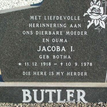 BUTLER Jacoba I. nee BOTHA 1918-1978
