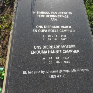 CAMPHER Roelf 1932-2017 & Hannie 1933-2014