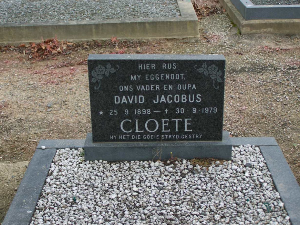 CLOETE  David Jacobus 1898-1979