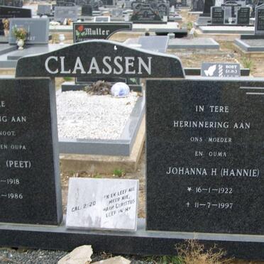 CLAASSEN Petrus J. 1918-1986 &amp; Johanna  H.. 1922-1997