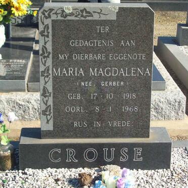 CROUSE Maria Magdalena nee GERBER 1918-1968