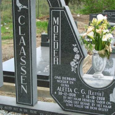 CLAASSEN Johannes v.d. Walt 1942-1995 &amp; Aletta C.G. 1939-2008
