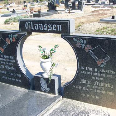 CLAASSEN Johan Charles 1910-1988 &amp; Maria Fredrieka BOSHOFF 1917-1989