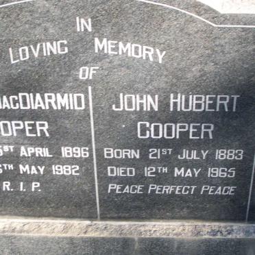 COOPER John Hubert 1883-1965 &amp; Betty Macdiarmid 1896-1982