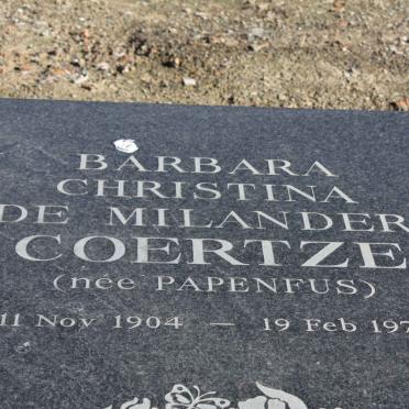 COERTZE Barbara Christina de Milander nee PAPENFUS 1904-1978