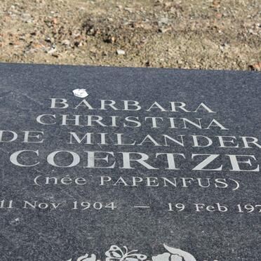 COERTZE Barbara Christina de Milander nee PAPENFUS 1904-1978