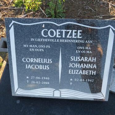 COETZEE Cornelius Jacobus 1940-2008 & Susarah Johanna Elizabeth 1942-