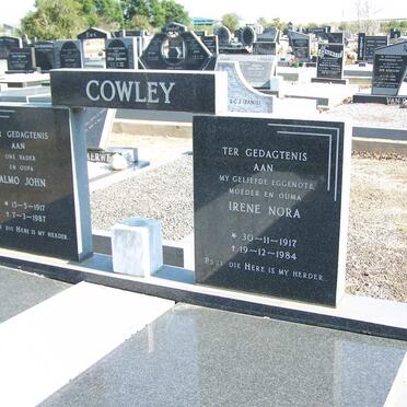 COWLEY Almo John 1917-1987 &amp; Irene Nora 1917-1984