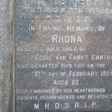 CANTOR Rhona -1954