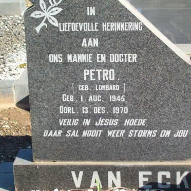 ECK Petro, van nee LOMBARD 1945-1970