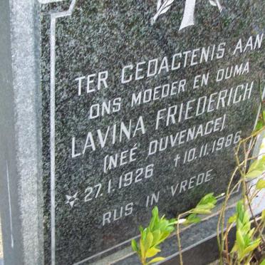 FRIEDERICH Lavina nee DUVENHAGE 1926-1986