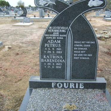 FOURIE Adam Petrus 1921-1993 &amp; Katrina Barendina 1923-1992